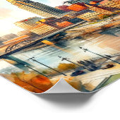 Poster Omaha Nebraska Famous Travel Places aquarelle (Coin)