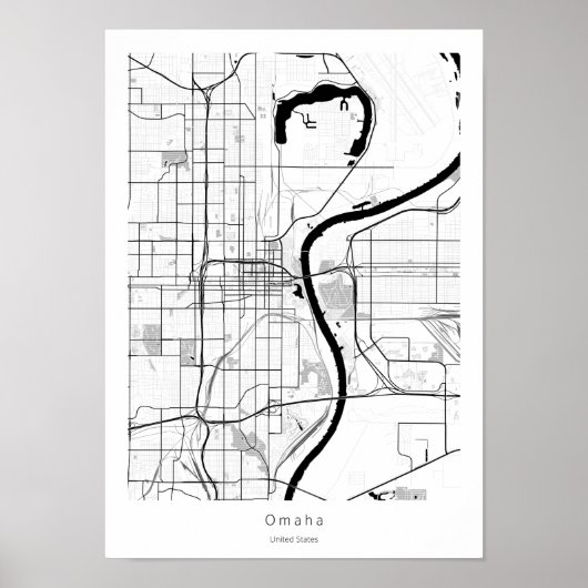 Poster Omaha Nebraska Moderne Minimal Simple Ville Carte (Devant)