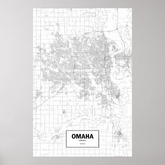 Poster Omaha, Nebraska (noir sur blanc) (Devant)