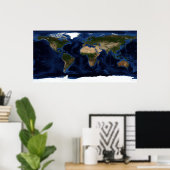 Poster Ombrage topographique et bathymétrique de la terre (Bureau à domicile)