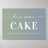 Poster Ombre Bleu & Vert Ont Quelques Cake Mariage Signer (Devant)