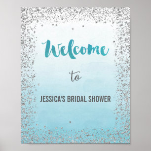 Poster Ombre Blue et Silver Welcome Imprimer