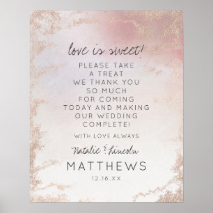 Poster Ombre Blush Pink Foil Love is Sweet Mariage Sign
