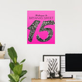 Poster Ombre de rose et d'argent Parties scintillant 15 Q (Bureau à domicile)