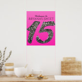 Poster Ombre de rose et d'argent Parties scintillant 15 Q (Cuisine)
