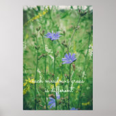 Poster Ombre d'été verte avec fleurs bleues (Devant)