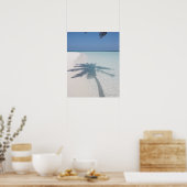Poster Ombre d'un palmier sur une plage d'île déserte (Cuisine)