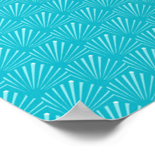 Poster Ombres de Coquillages sur Fond Bleu Pastel avec Li