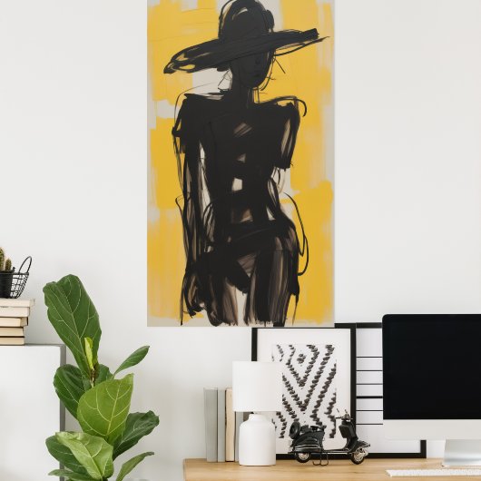 Poster Ombres en jaune (Bureau à domicile)