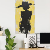 Poster Ombres en jaune (Bureau à domicile)