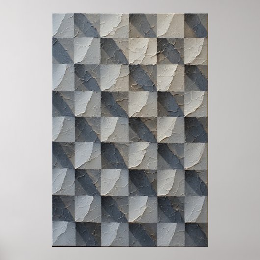 Poster Ombres géométriques : une illusion de texture scul (Devant)