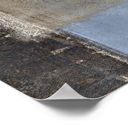 Poster 'On Going' Blue and Beige Abstract Art (Coin)