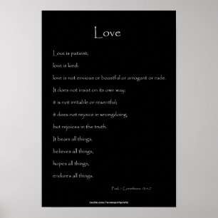 Poster On Love Paul, 1 Corinthiens 13:4-7 Citation de la