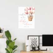 Poster On Peut Attendre | Accueil Baby shower rose (Bureau à domicile)