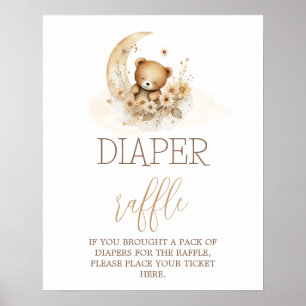 Poster On peut attendre baby shower Diaper Raffle signe