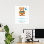 Poster On peut attendre Blue Boy Baby shower Signal (Bureau à domicile)