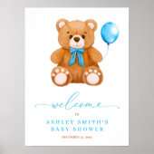 Poster On peut attendre Blue Boy Baby shower Signal (Devant)