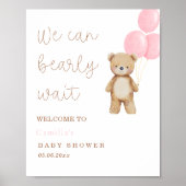 Poster On peut attendre le Baby shower des ballons d'ours (Devant)