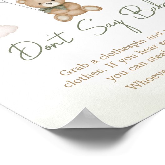 Poster On peut attendre le Boho Vert ne pas dire bébé (Coin)