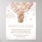 Poster On peut attendre l'ours rose Ne pas dire bébé (Devant)