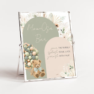Poster On peut attendre vert Baby shower Maman Osa Bar