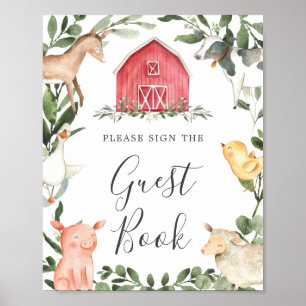 Poster On The Farm Baby Shower Guestbook Sign