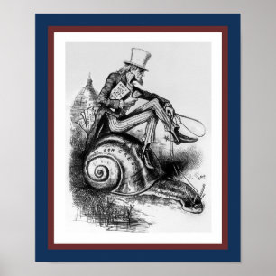Poster Oncle Sam à cheval sur l'escargot du Congrès