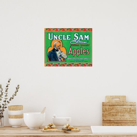 Poster Oncle Sam Apple Étiquette (vert) - Wapato, WA (Cuisine)