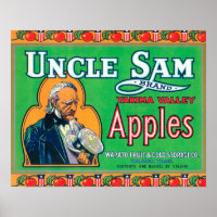 Oncle Sam Apple Étiquette (vert) - Wapato, WA