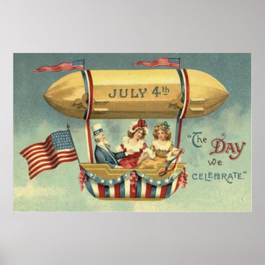 Poster Oncle Sam Drapeau US Zeppelin Air Balloon (Devant)