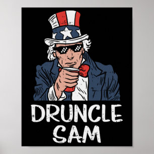 Poster Oncle Sam Drôle Oncle Sam Bière Fête Du 4 Juillet
