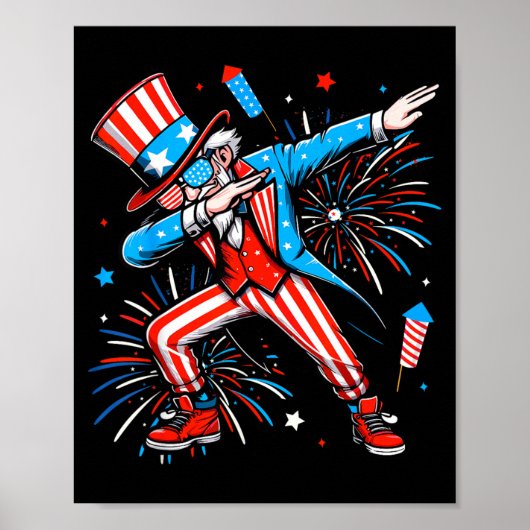 Poster Oncle Sam faisant le dab le jour de l'indépendance (Devant)