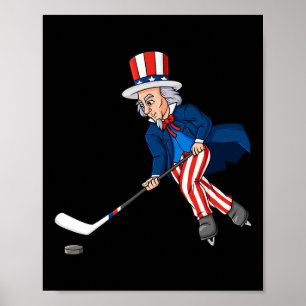 Poster Oncle Sam Hockey 4 juillet Patriotique Garçons T