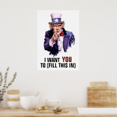 Poster Oncle Sam "I Want You" Personnalisable (Cuisine)