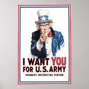 Poster Oncle Sam 'Je veux vous' recrutement de l'armée am