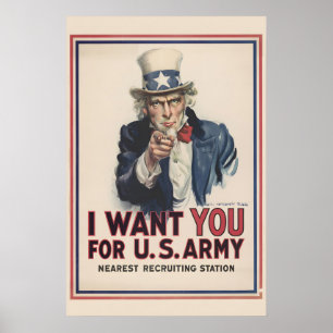 Poster Oncle Sam, je vous veux 1917 Campagne de recruteme