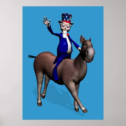 Poster Oncle Sam Riding On Donkey (Devant)