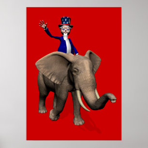 Poster Oncle Sam Riding On Elephant