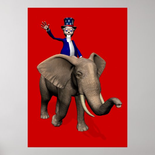 Poster Oncle Sam Riding On Elephant (Devant)