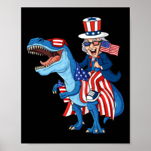 Poster Oncle Sam Riding T Rex 4 juillet Garçons Filles En
