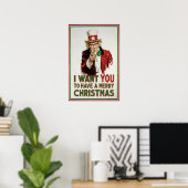 Poster Oncle Sam veut que TU aies un Joyeux Noël (Bureau à domicile)