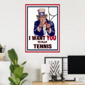 Poster Oncle Sam veut que tu joues au tennis ! (Bureau à domicile)