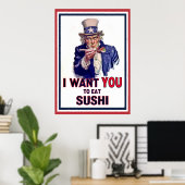 Poster Oncle Sam veut que tu manges du sushi (Bureau à domicile)