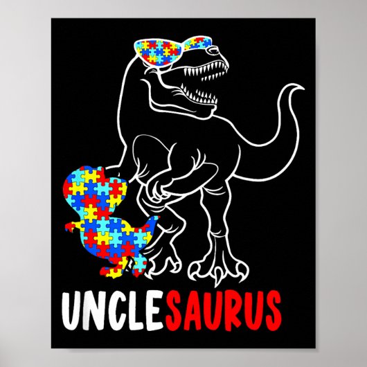 Poster Oncle T Rex Dinosaure Autisme Sensibilisation Oncl (Devant)