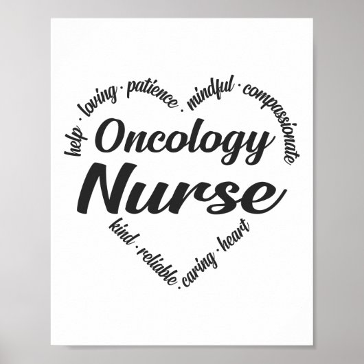 Poster Oncologie Infirmière Coeur Mot Cloud (Devant)
