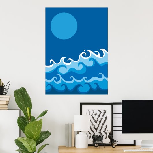 Poster onde bleue (Bureau à domicile)