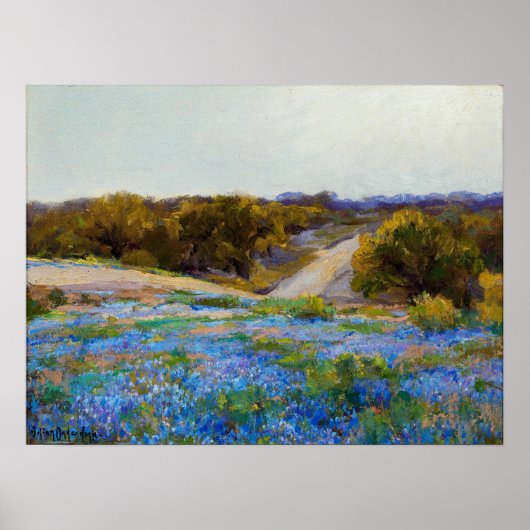 Poster Onderdonk - Bluebonnets à la fin de l'après-midi (Devant)