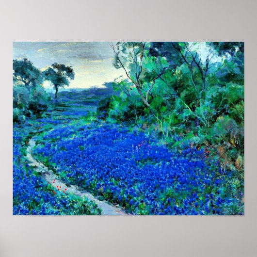 Poster Onderdonk - Bluebonnets dans le matin de Misty (Devant)