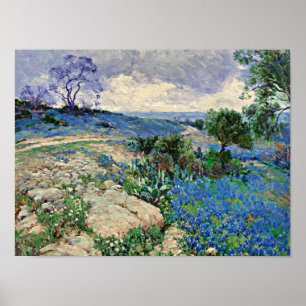 Poster Onderdonk - Paysage du Texas avec Bluebonnets