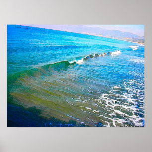 Poster Ondes aquarelles